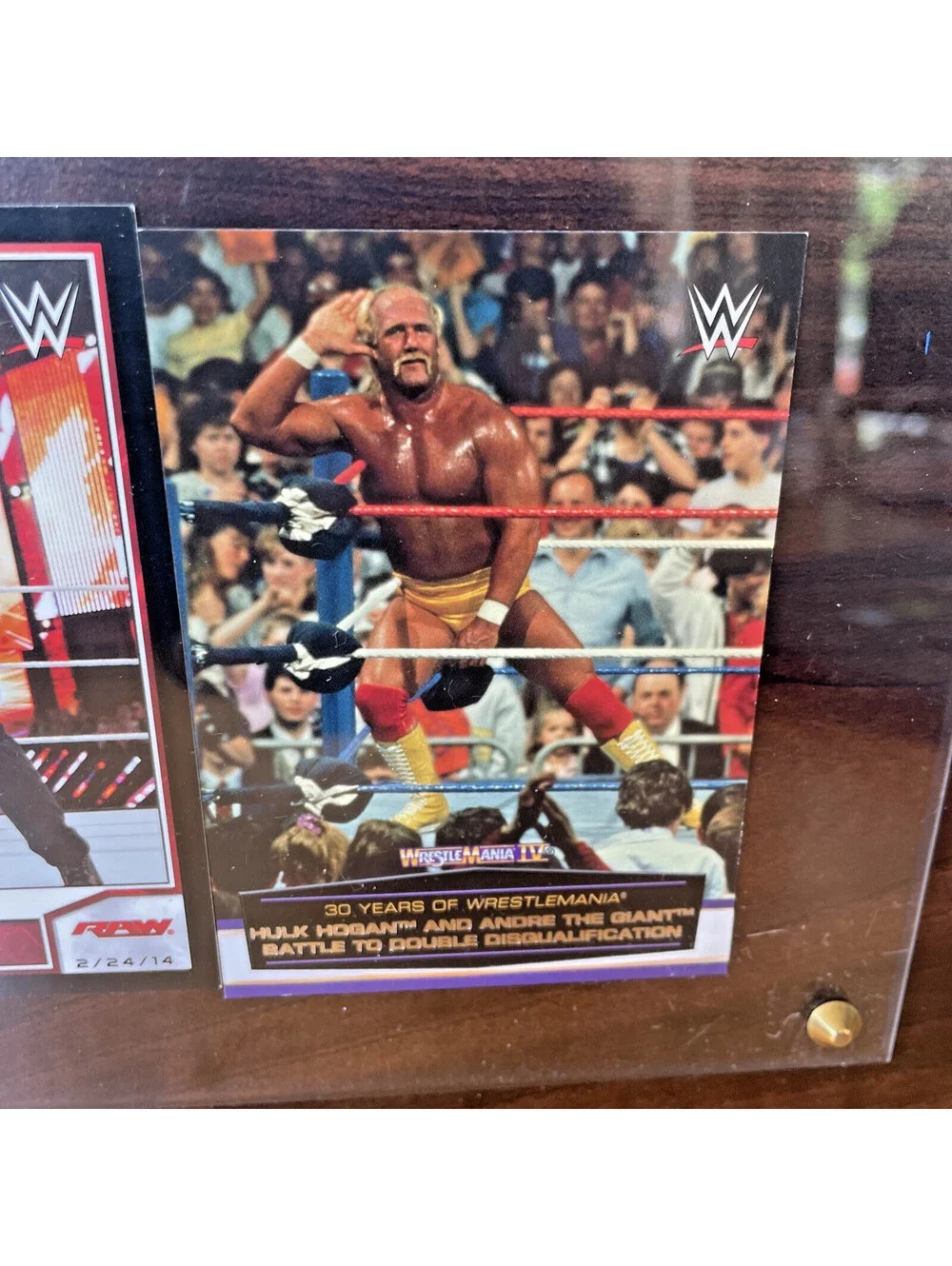 WWE Hulk Hogan Commemorative Card Plaque Topps Road to Wrestlemania display